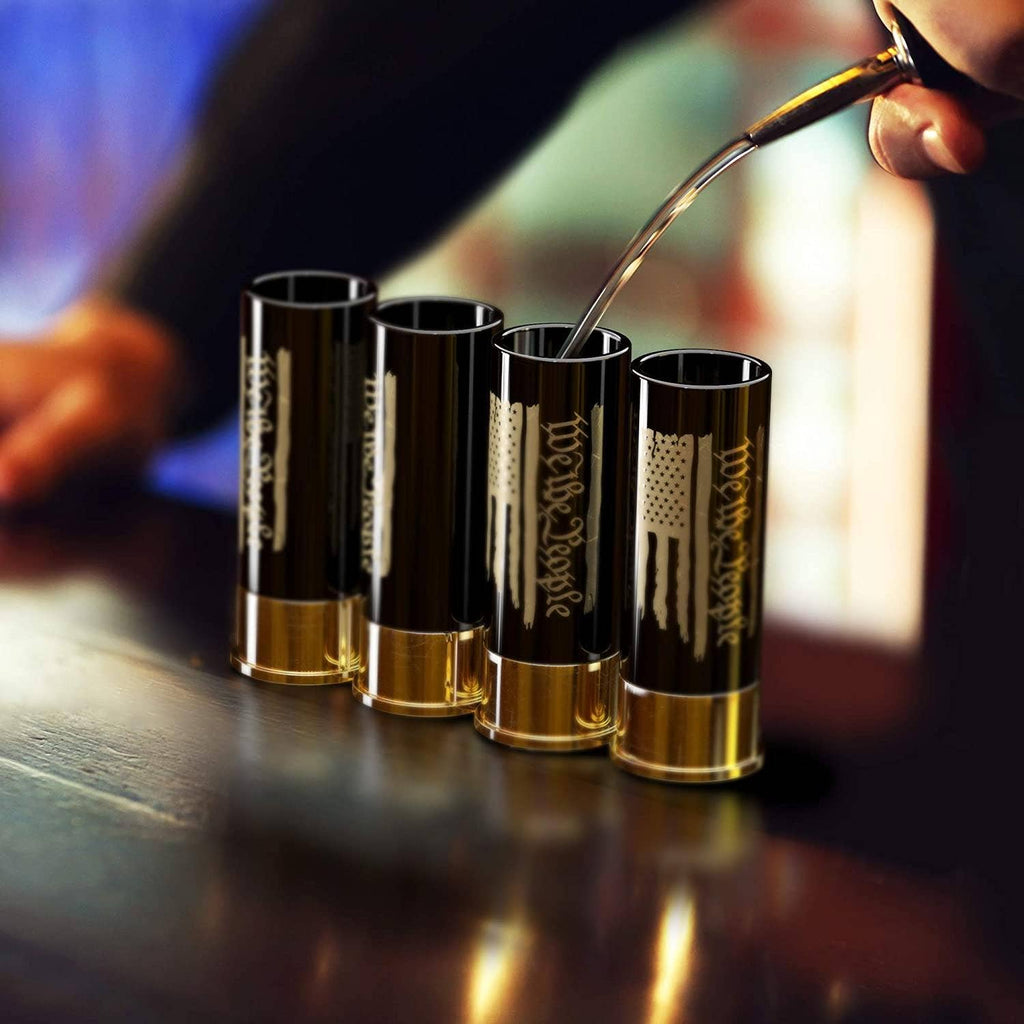 12 Gauge Shot Glasses Set of 4 - We The People American Flag