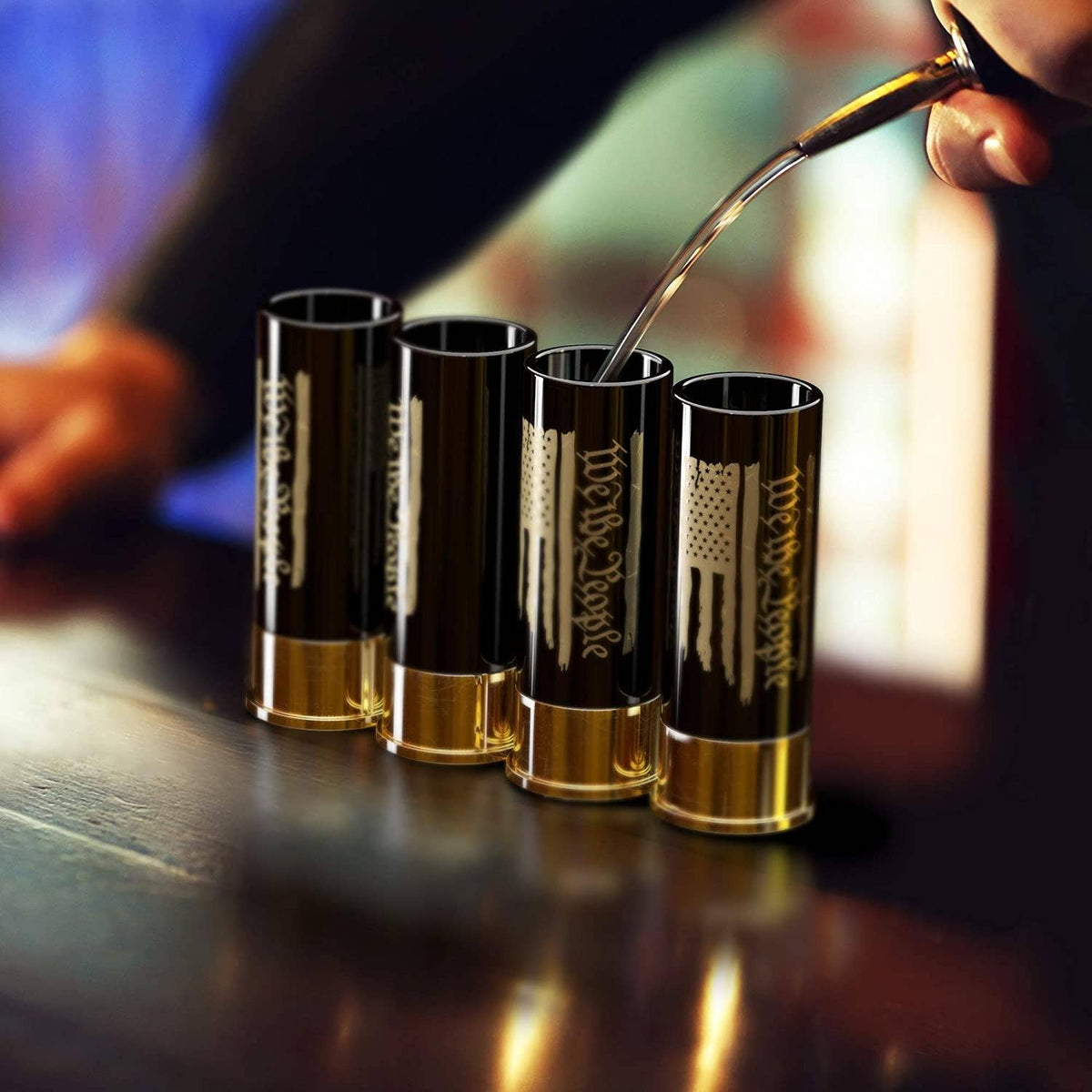 12 Gauge Shot Glasses Set of 4 - We The People American Flag